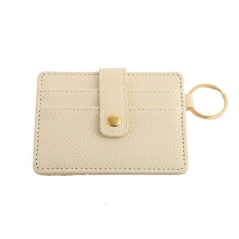 Wholesale PU Cow Pattern Solid Color Card Holder Keychain